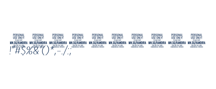 Kandira PERSONAL ExtraLight Italic Other Characters