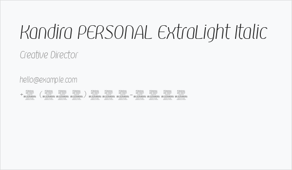 Kandira PERSONAL ExtraLight Italic Business Card