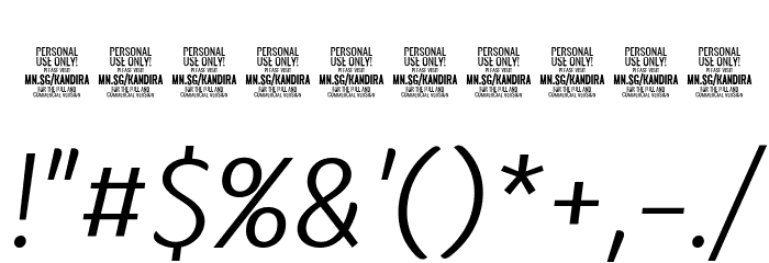 Kandira PERSONAL Light Italic Font OTHER CHARS