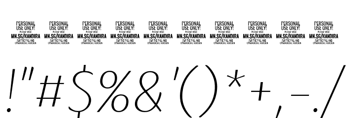 Kandira PERSONAL Thin Italic Font OTHER CHARS