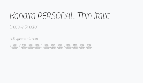 Kandira PERSONAL Thin Italic Business Card