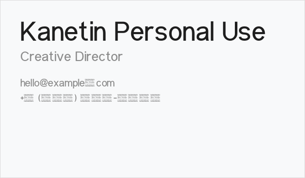 Kanetin Personal Use Business Card