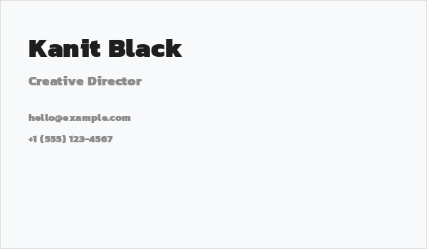 Kanit Black Business Card