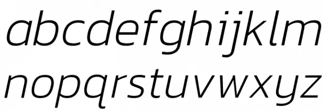 Kanit ExtraLight Italic Schriftart Kleinbuchstaben