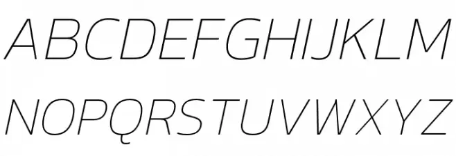 Kanit Thin Italic Schriftart Groß