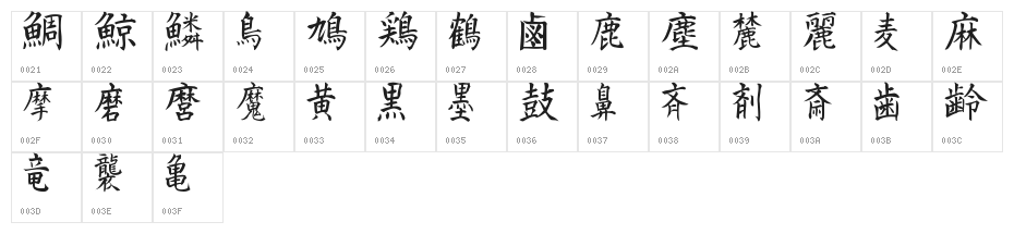 Kanji L Character Map