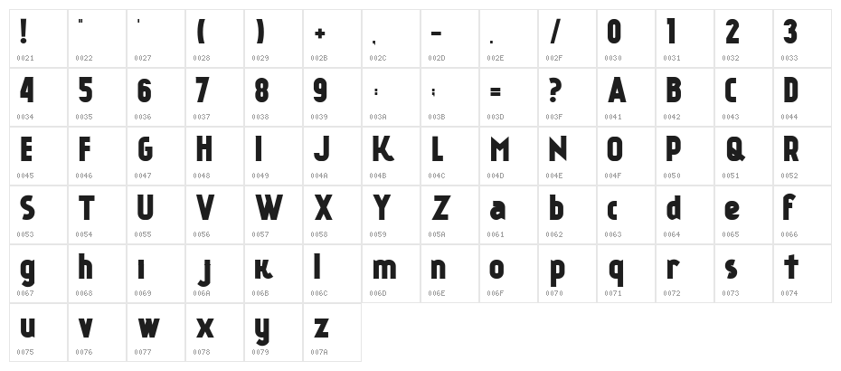 Kankin FREE FONT Character Map