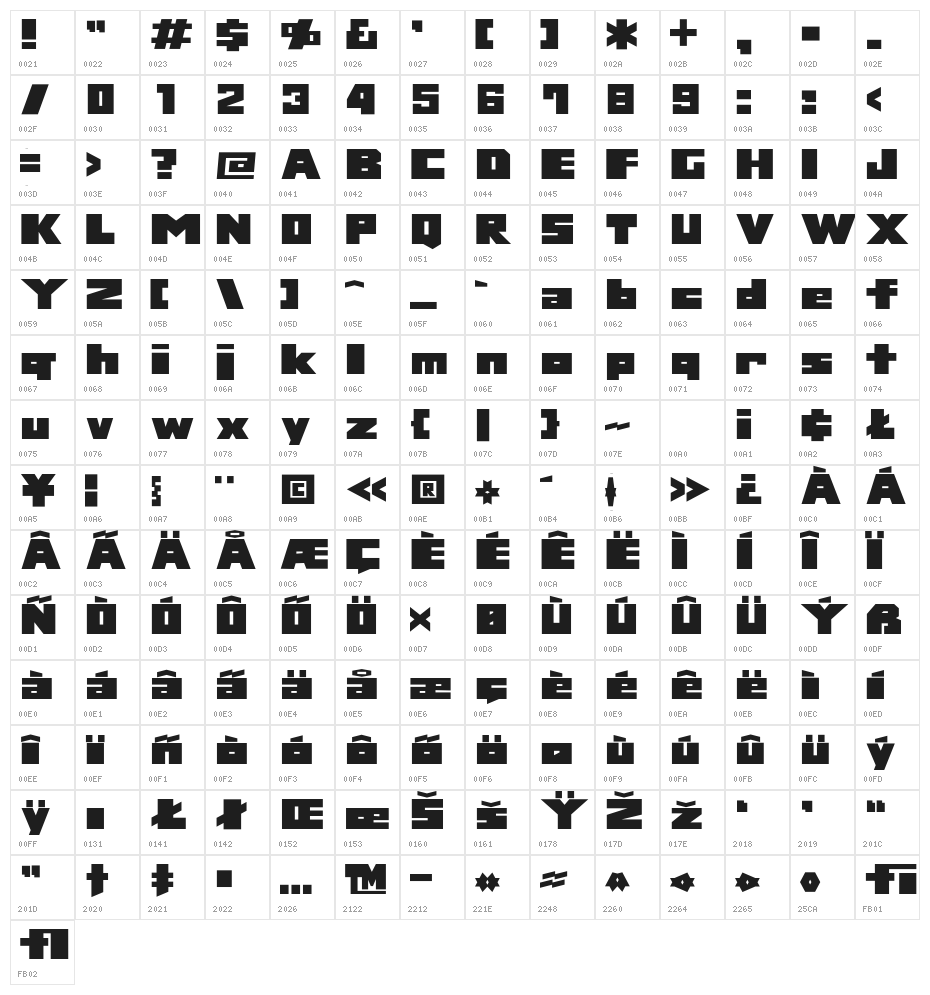 Kansho Black Character Map