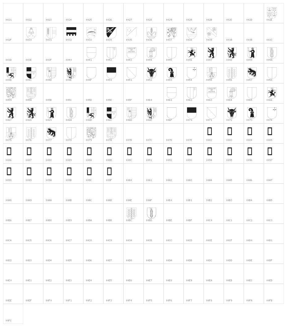 Kantonswappen CHFL Character Map
