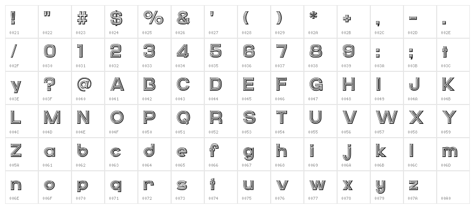 Kantou Bold Character Map