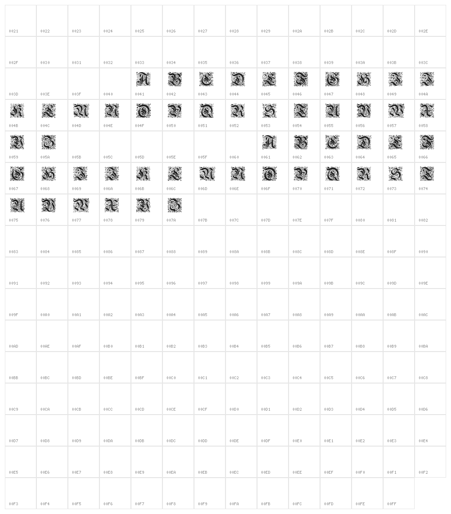 Kanzlei-Initialen Character Map