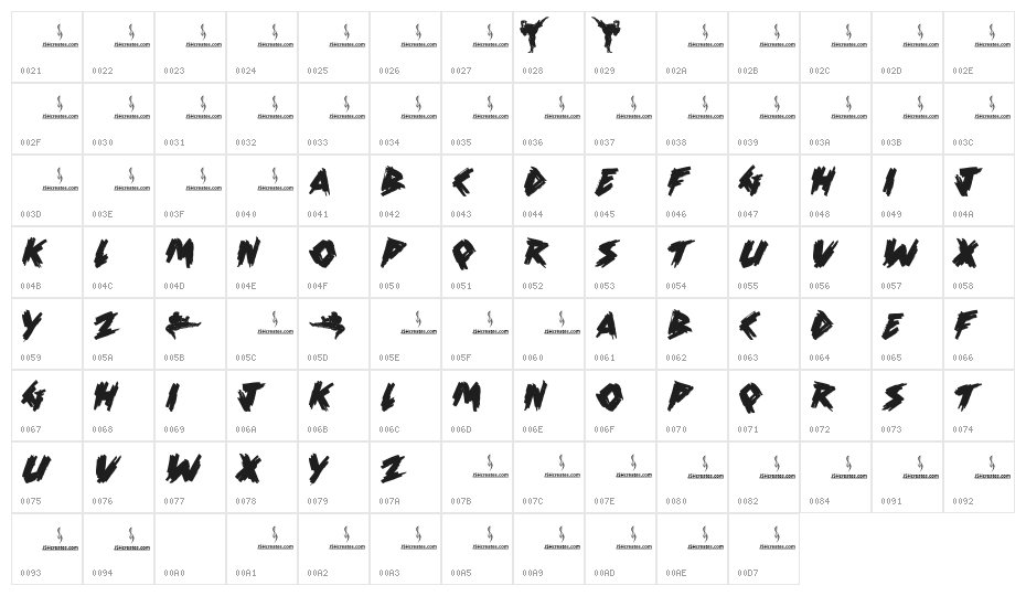Karate Personal Use Character Map