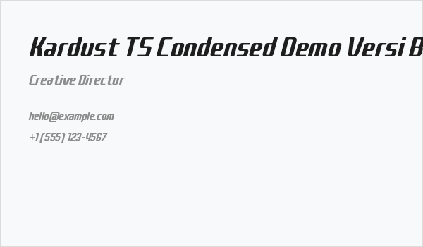 Kardust TS Condensed Demo Versi Bold Italic Business Card