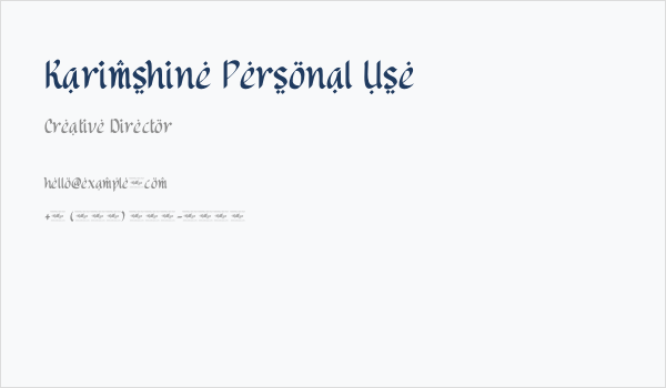 Karimshine Personal Use Business Card