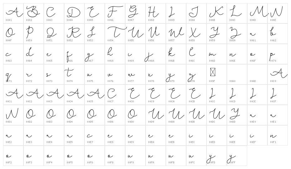 Karllia DEMO Bold Character Map