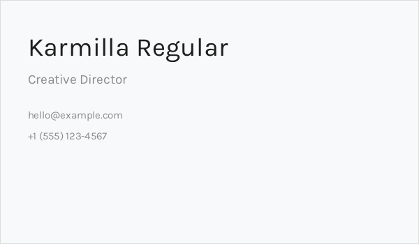 Karmilla Regular Business Card