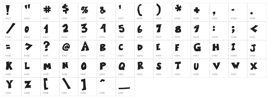 Kartoone Solid Character Map