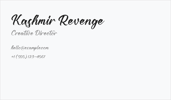 Kashmir Revenge Business Card