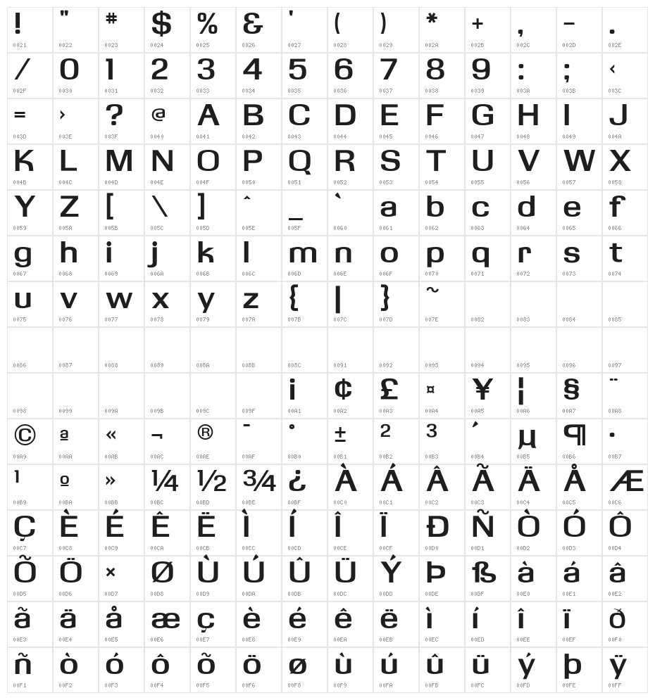 KasseFLF-Bold Character Map