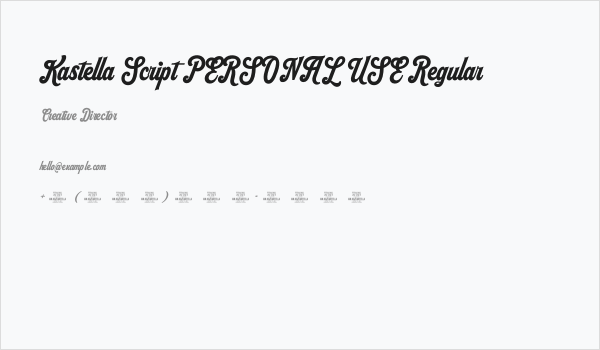 Kastella Script PERSONAL USE Regular Business Card