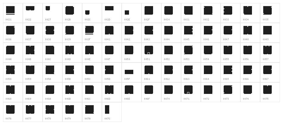 Kasual Bloks Regular Character Map