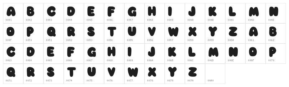 Kawaii Bubble Regular Character Map