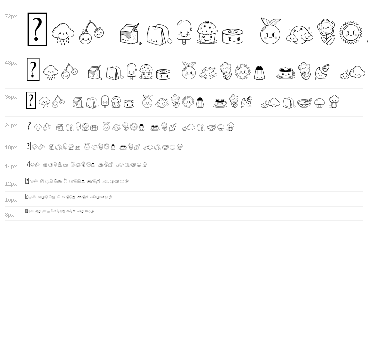 Kawaii Food Font Waterfall