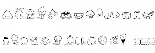 Kawaii Food Font Caratteri MINUSCOLO