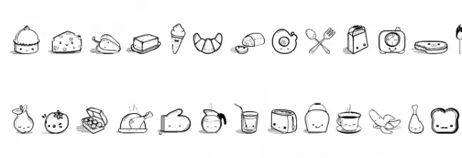Kawaii Food II Caratteri MINUSCOLO