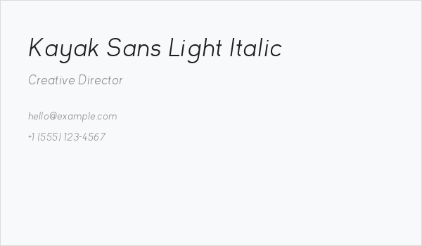 Kayak Sans Light Italic Business Card
