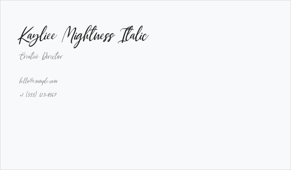 Kayliee Mightness Italic Business Card