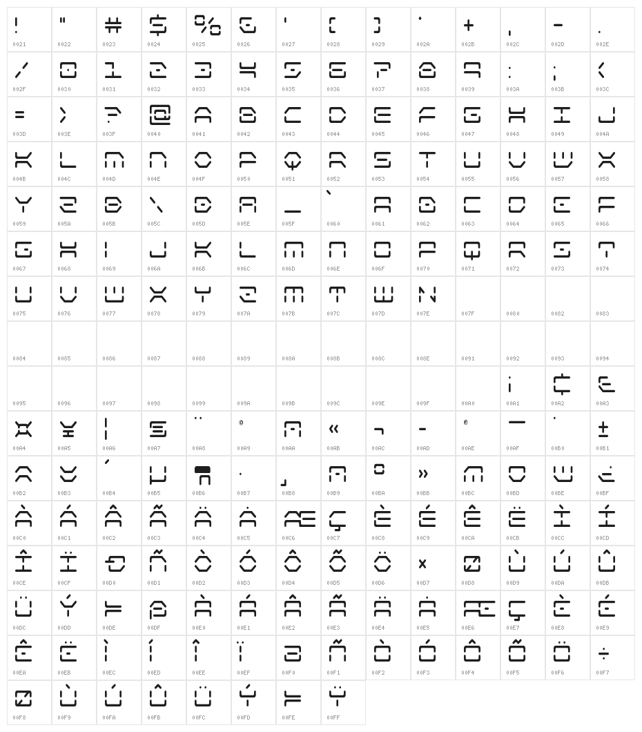 Kaylon Condensed Character Map