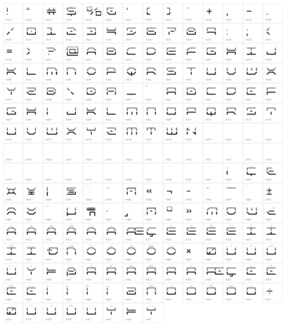Kaylon Halftone Character Map