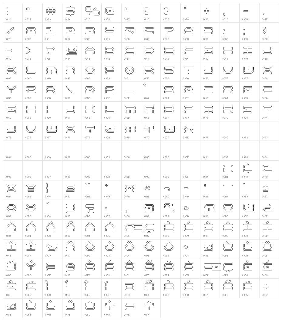 Kaylon Outline Character Map