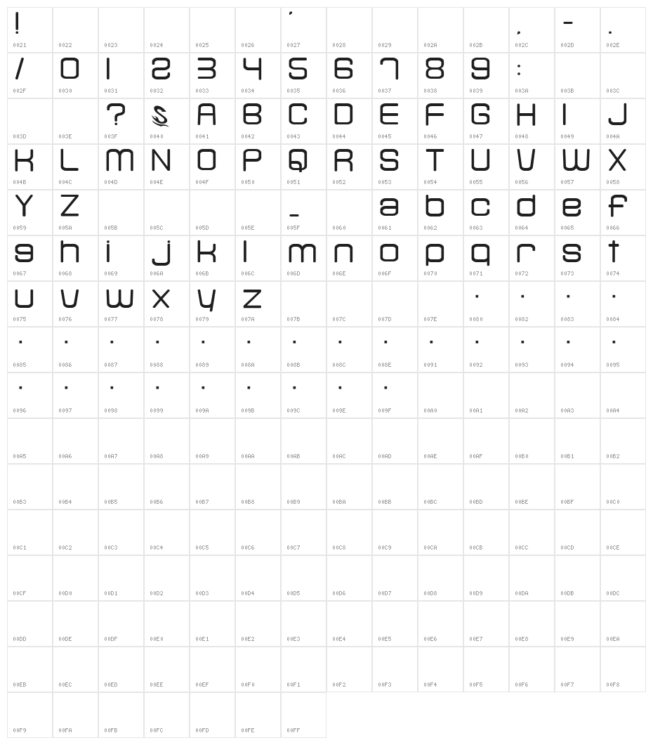 kamone 2__G Character Map