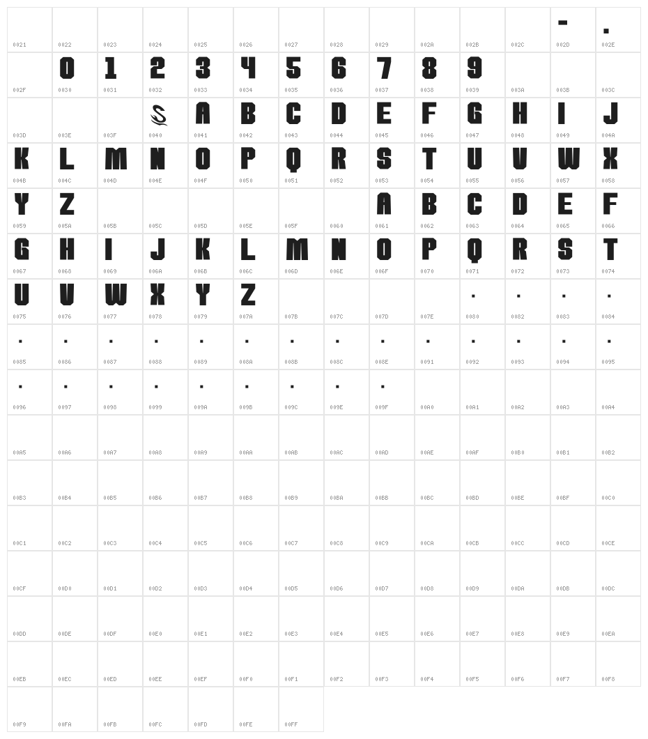 kamone 8__G Character Map