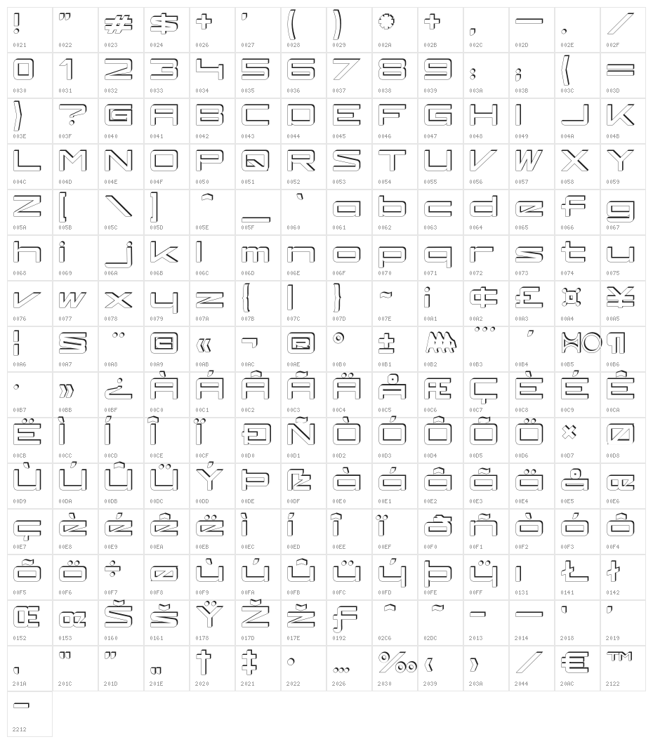 kaufhalleblech Character Map