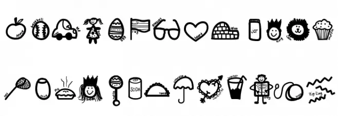KBABCDoodles Шрифта ВЕРХНИЙ