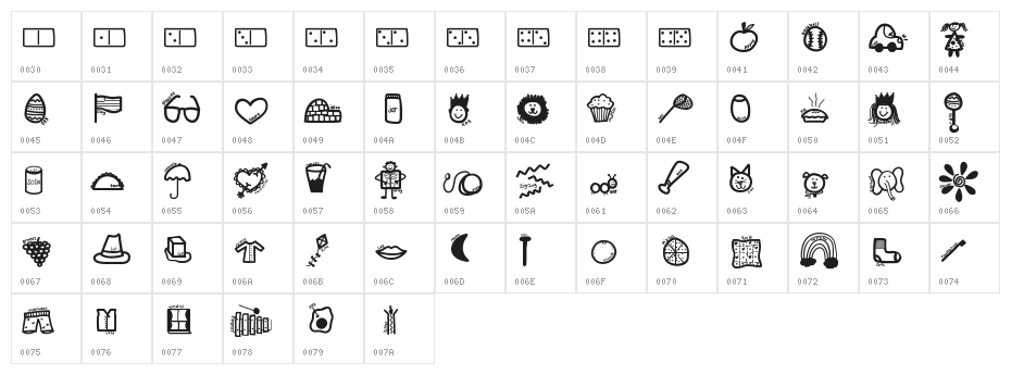 KBABCDoodles Character Map