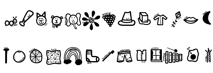 KBABCDoodles Schriftart Kleinbuchstaben