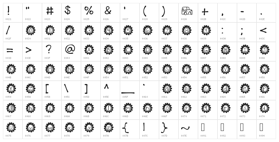 KBBusStop Character Map