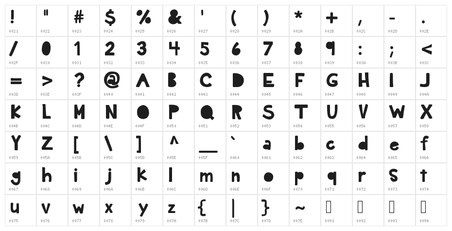 KBDarkHour Character Map