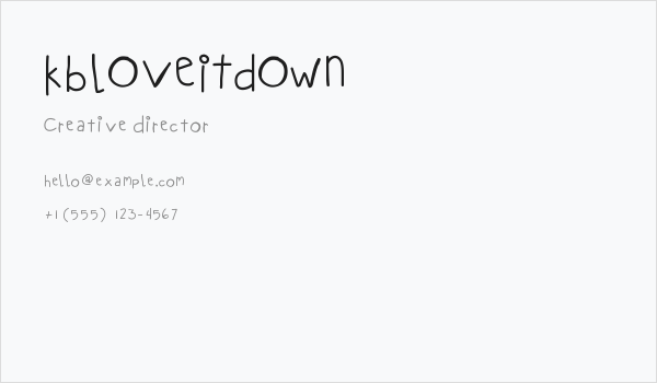 KBLOVEITDOWN Business Card