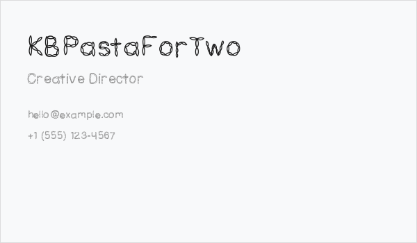 KBPastaForTwo Business Card