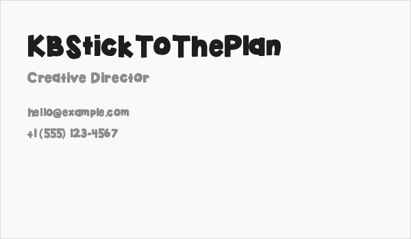 KBStickToThePlan Business Card