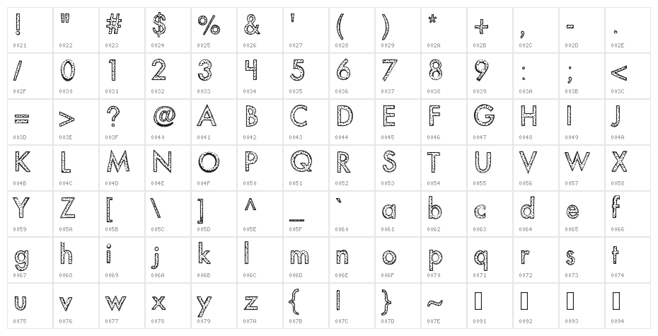 KBYouveBeenSpotted Character Map
