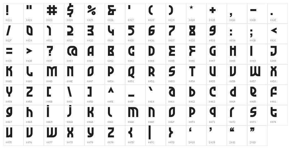 KD Garage Garbage Regular Character Map