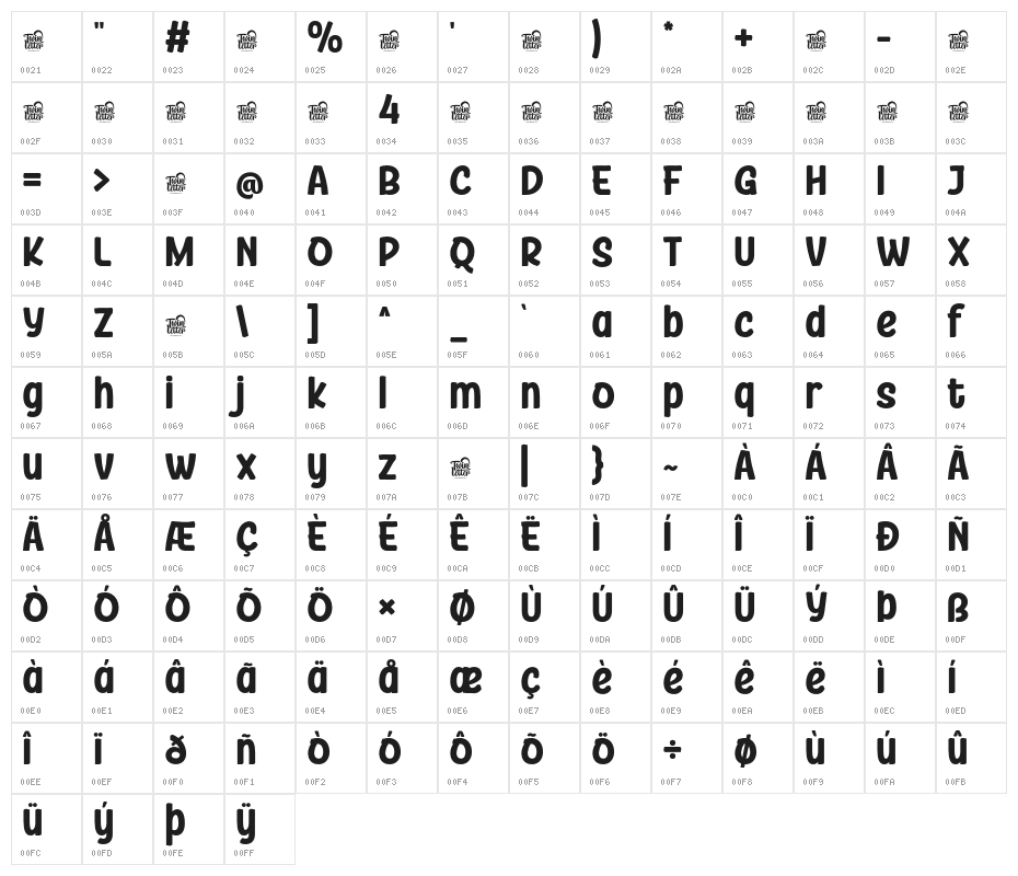 KEROSBYTrial-Regular Character Map