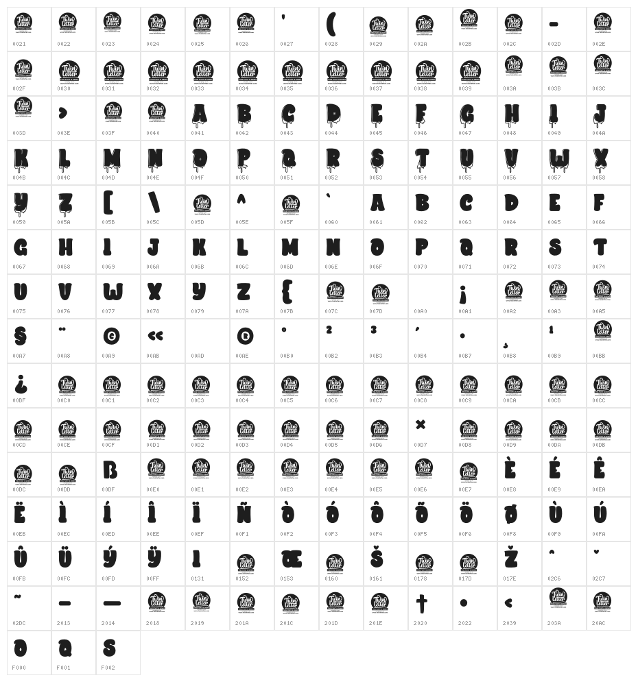 KEWAY Personal Use Character Map