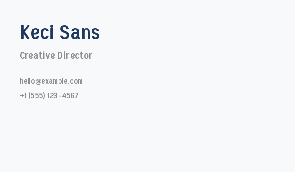 Keci Sans Business Card